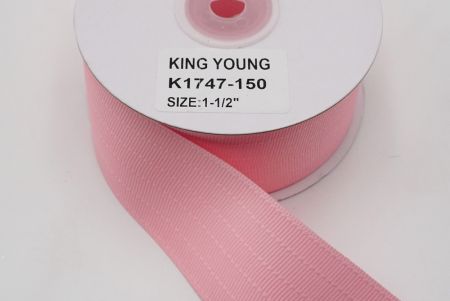 Розовая лента с узором в виде решетки из гросгрейна_K1747-150